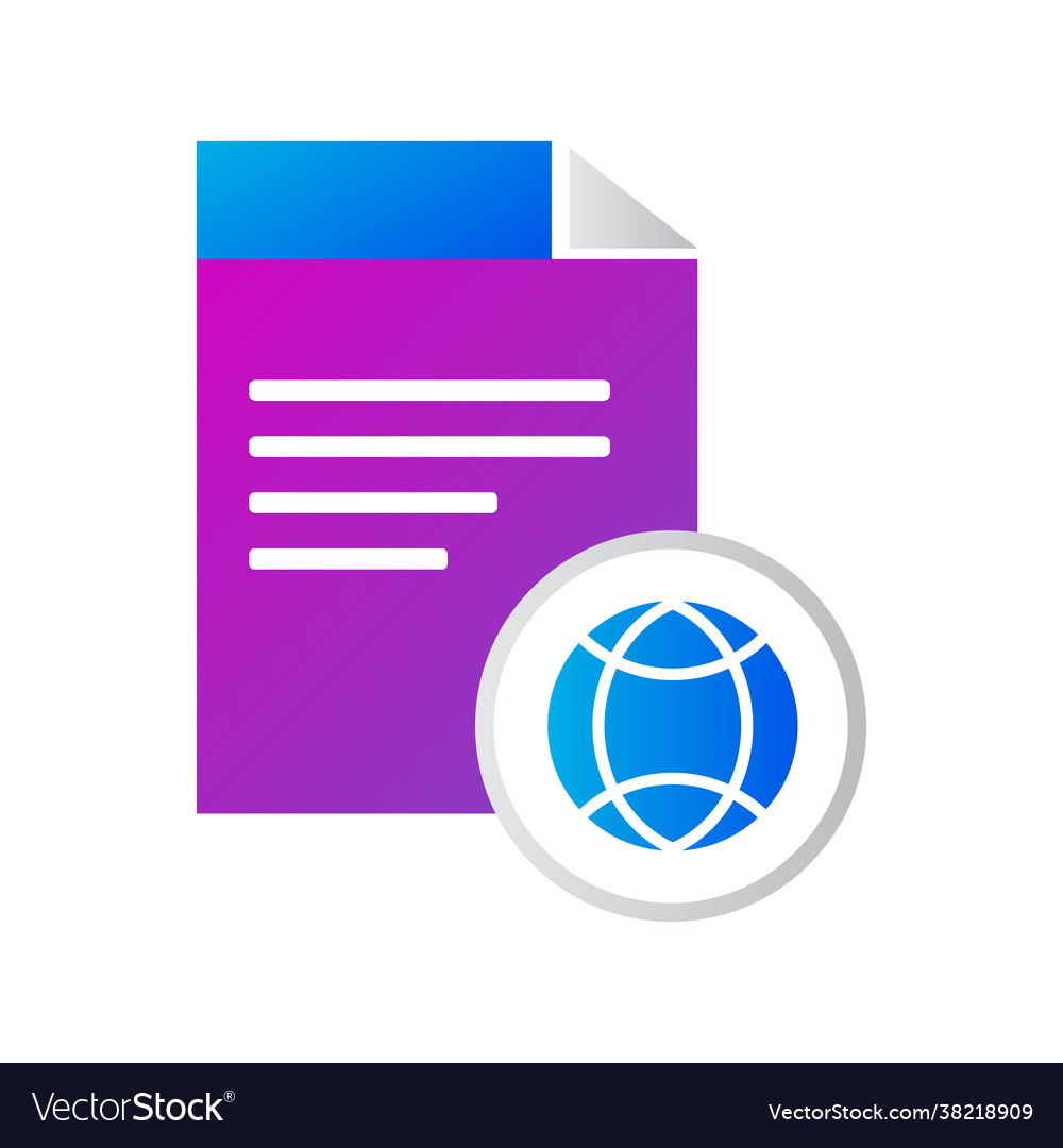 File icon with global network gradient vector image File icon with global network gradient