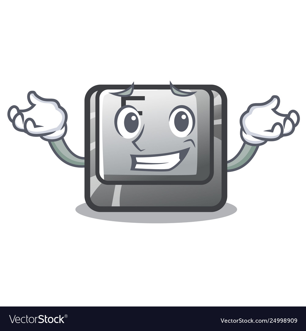 Grinning button f isolated in mascot