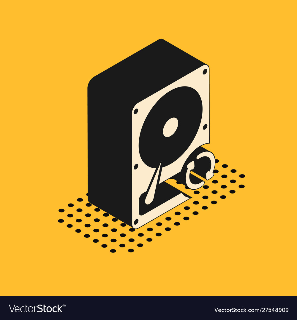 Isometric hard disk drive hdd sync refresh icon vector image Isometric hard disk drive hdd sync refresh icon