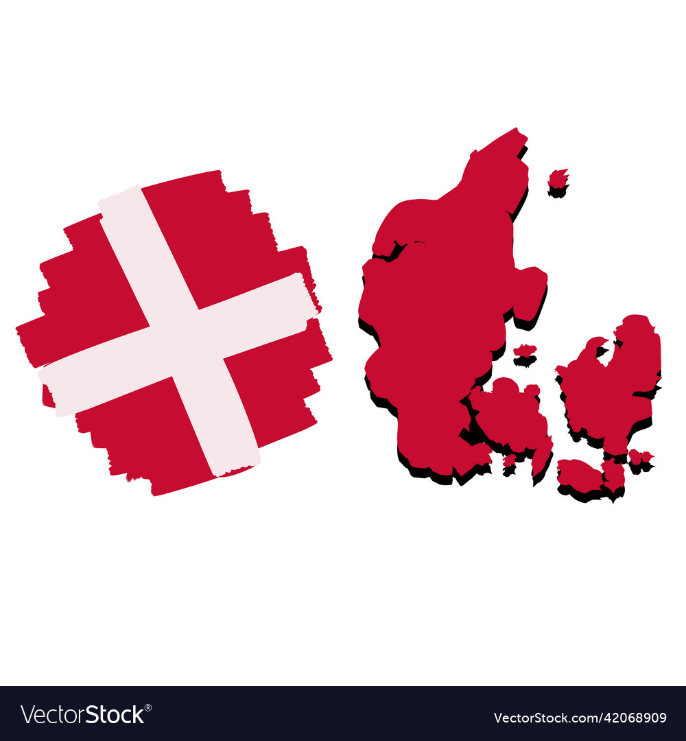 Map of denmark scandinavian flag with cross
