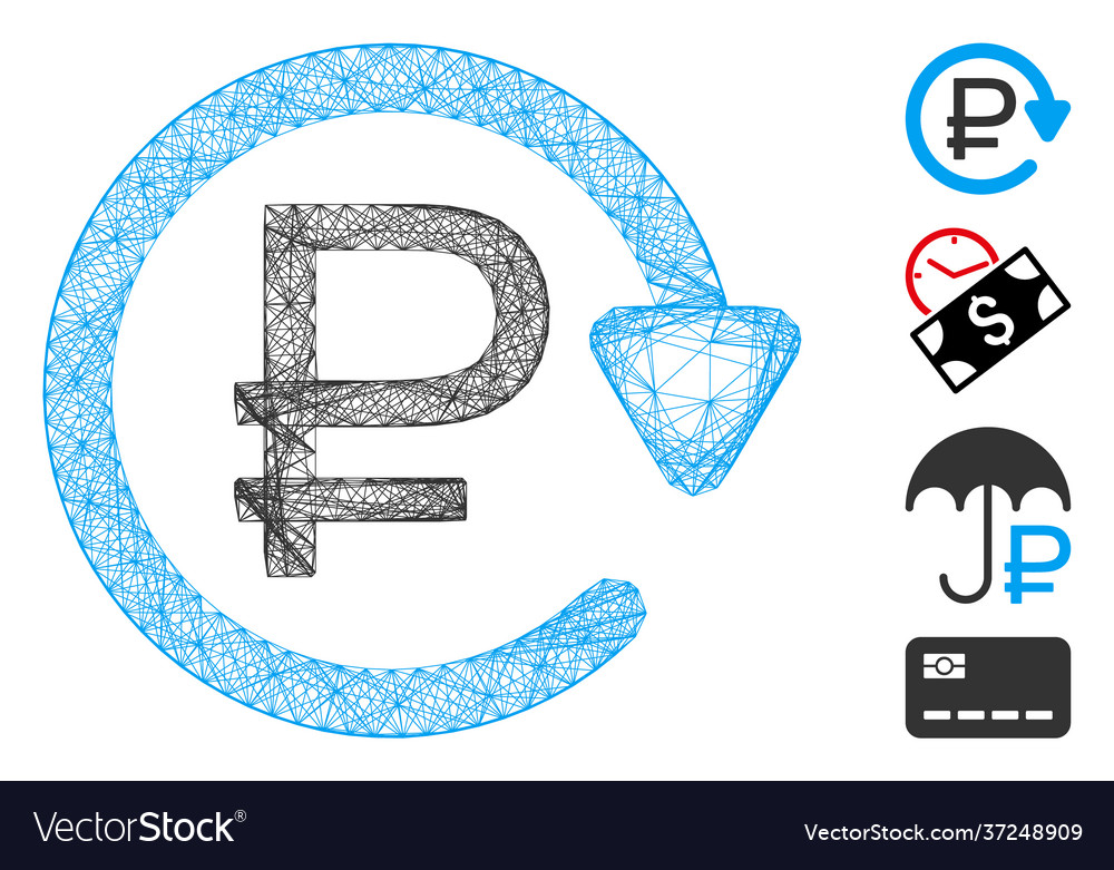 Network rouble recurring payment mesh vector image Network rouble recurring payment mesh