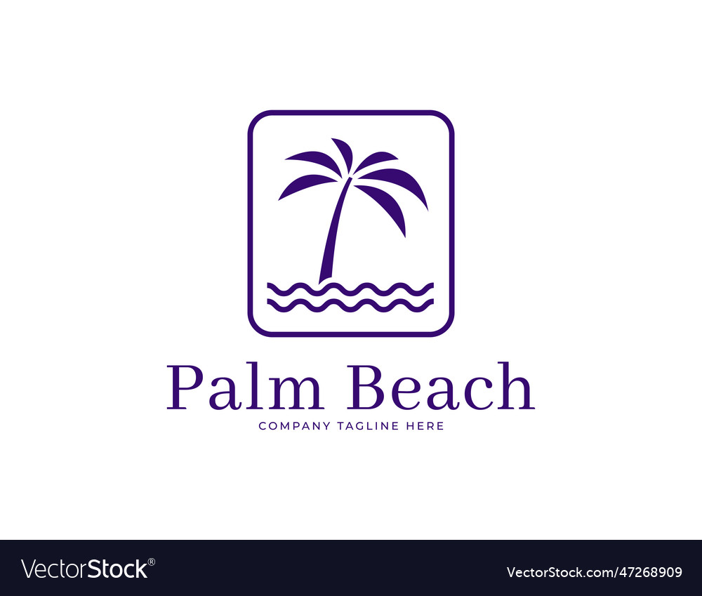 Palm Tree With Water Symbol Logo Design Royalty Free Vector