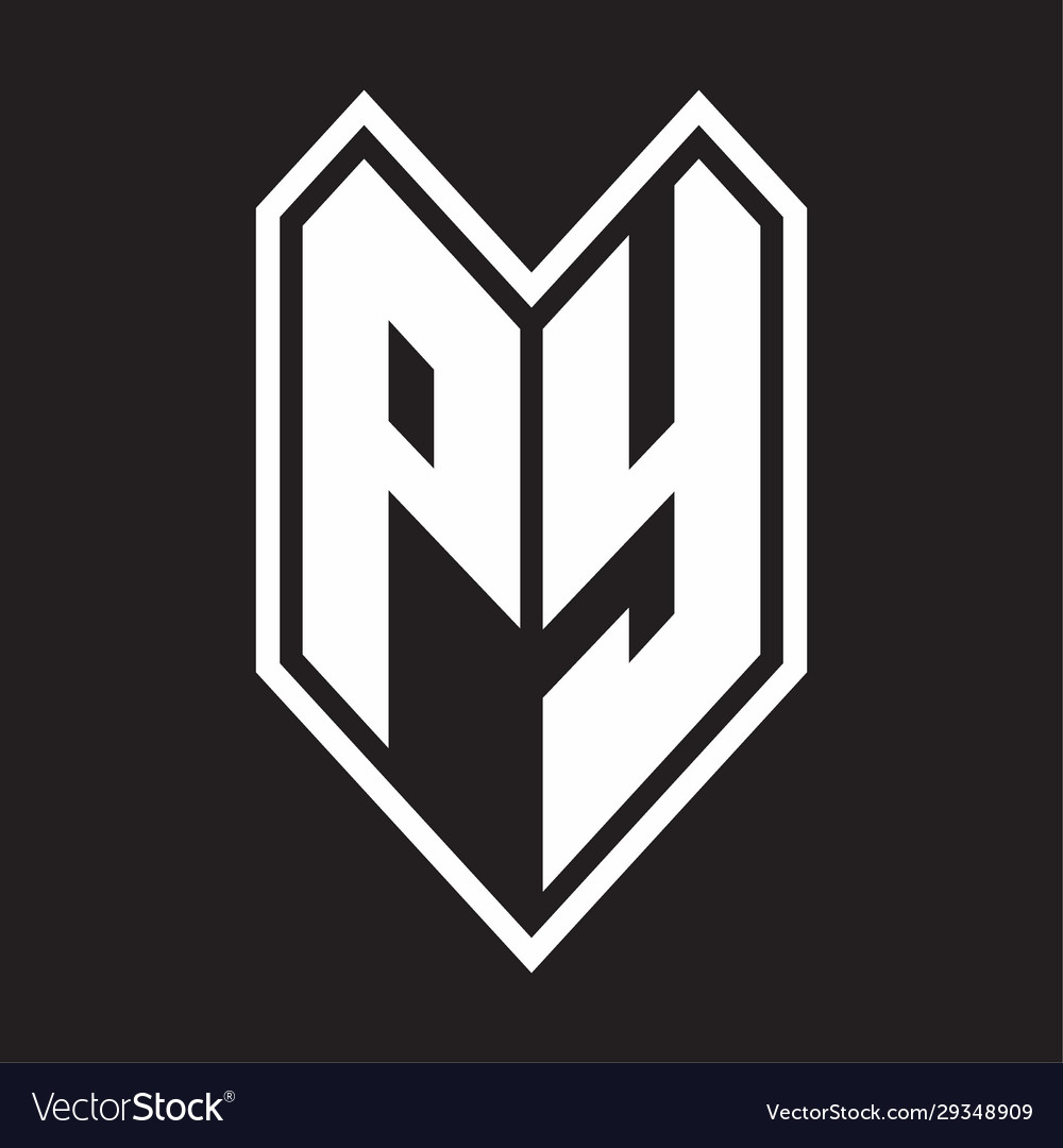 Py logo monogram with emblem line style isolated