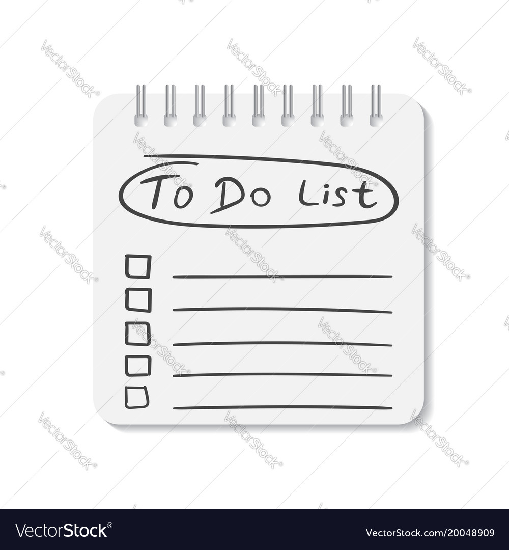 Realistic notepad with spiral to do list icon