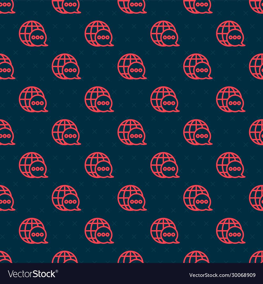 Red line world map made from speech bubble icon