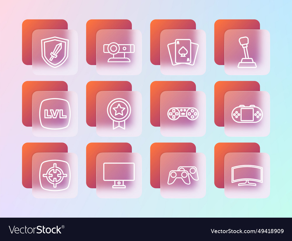 Set line gear shifter computer monitor game vector image Set line gear shifter computer monitor game
