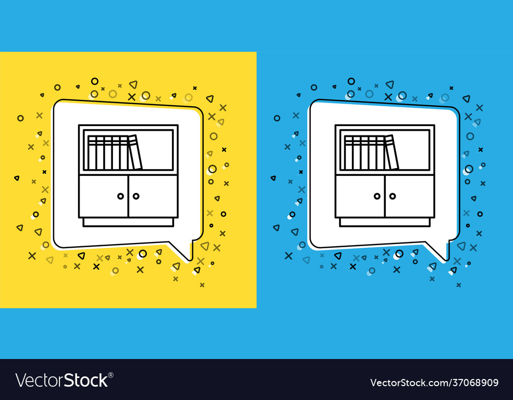 Set line library bookshelf icon isolated on yellow vector image Set line library bookshelf icon isolated on yellow