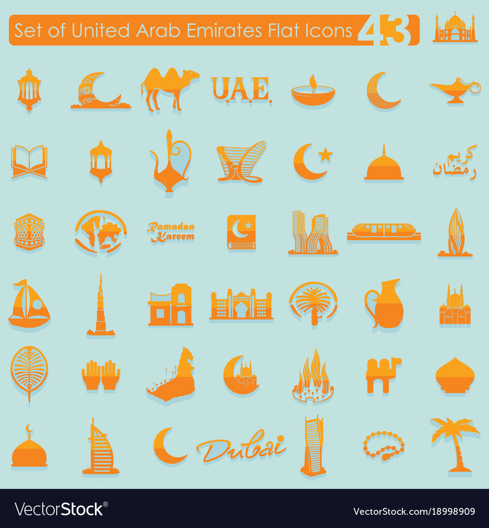 Set of united arab emirates icons Royalty Free Vector Image