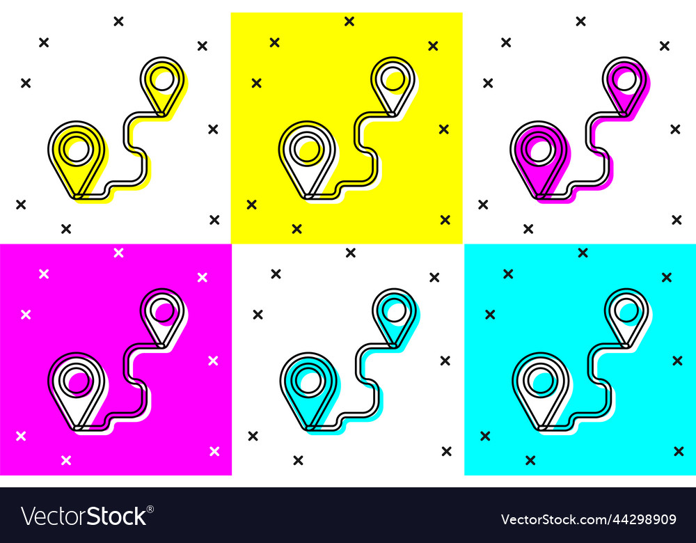 Set route location icon isolated on color vector image Set route location icon isolated on color