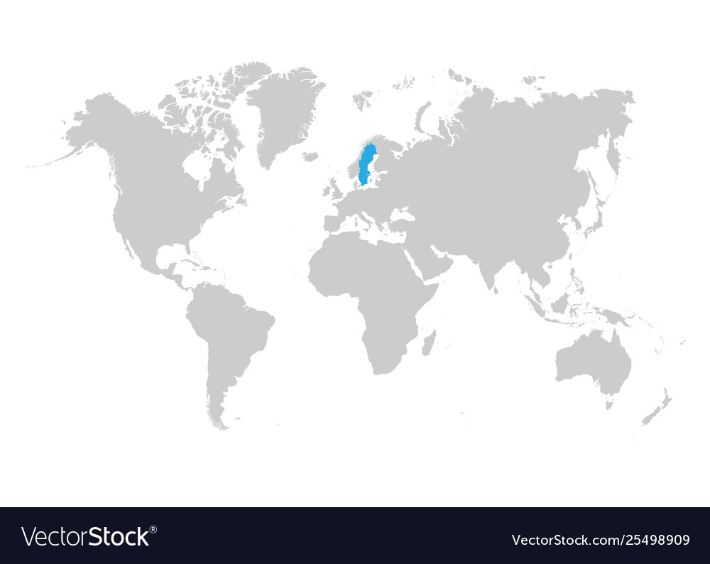 Sweden On A World Map Sweden map is highlighted in blue on world map Vector Image