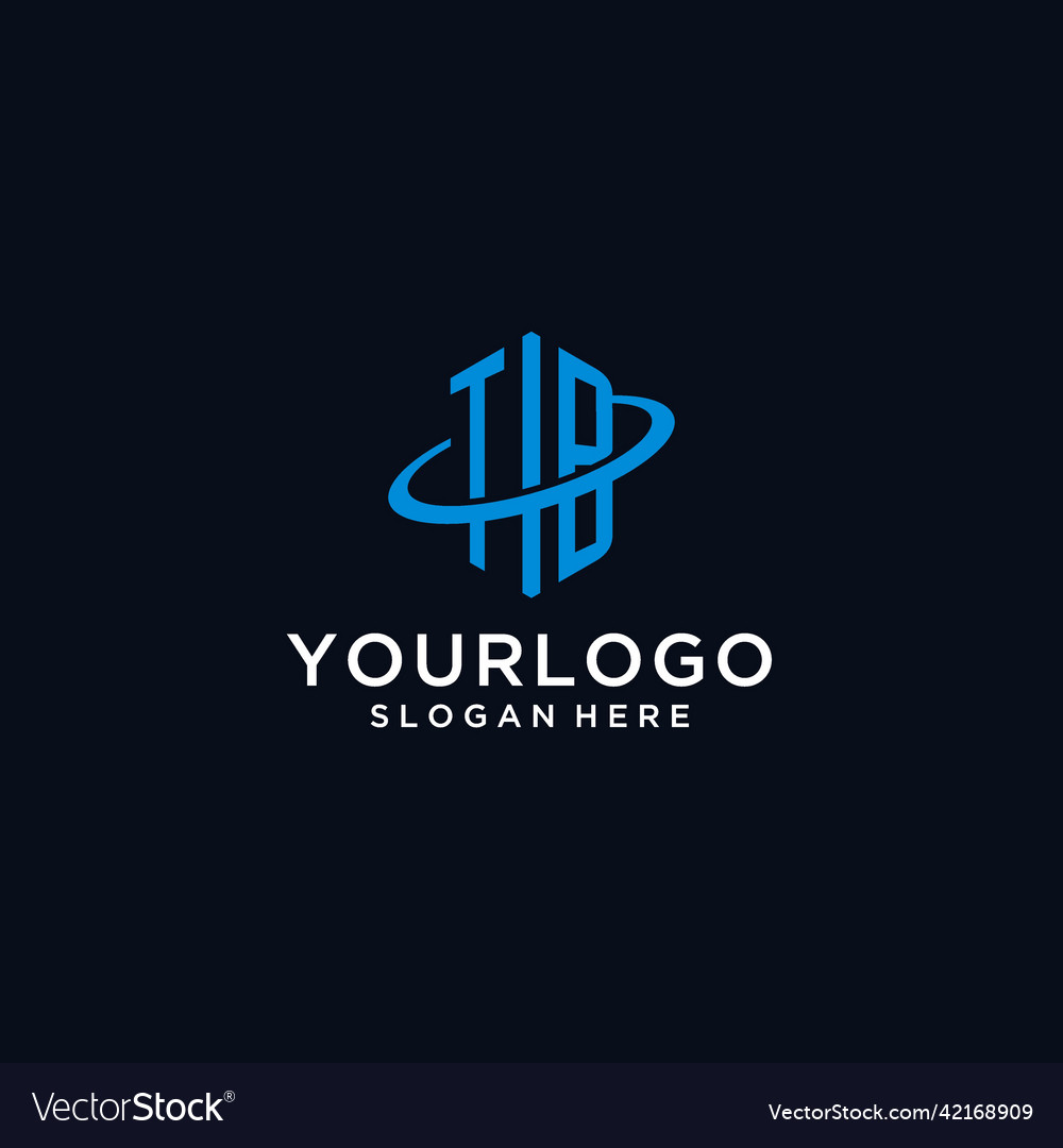 Tb initial monogram logo with hexagonal shape