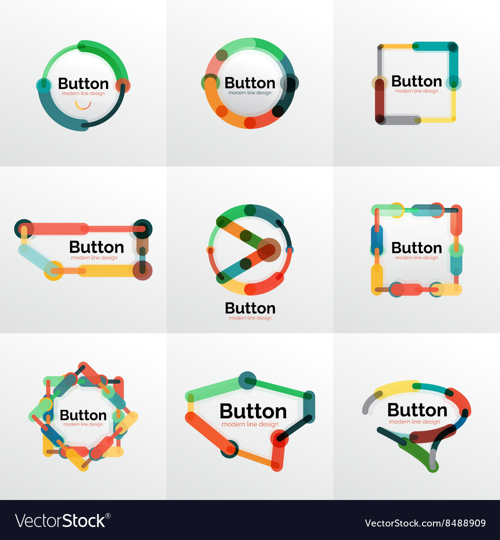 Thin line design geometric button set flat