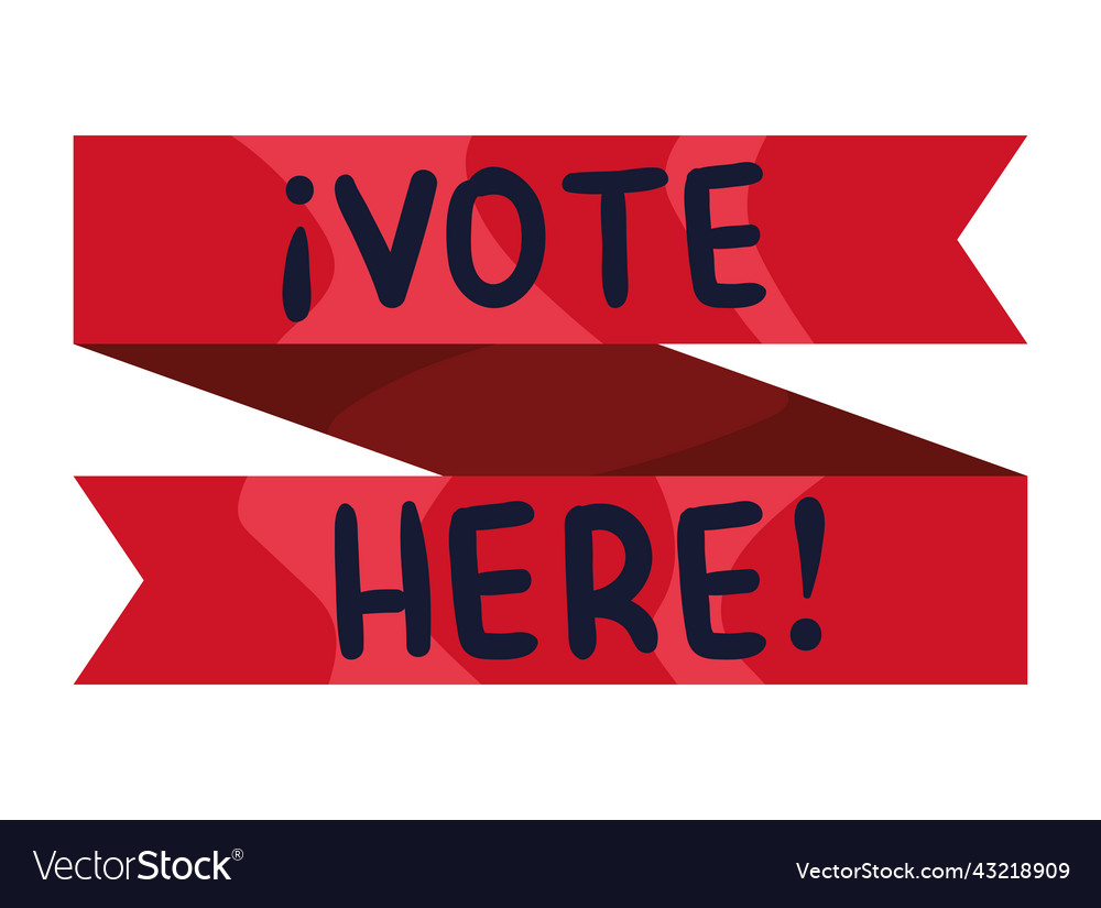 Vote here in ribbon Royalty Free Vector Image - VectorStock