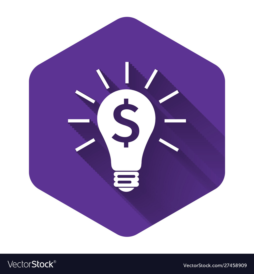 White light bulb with dollar symbol icon isolated