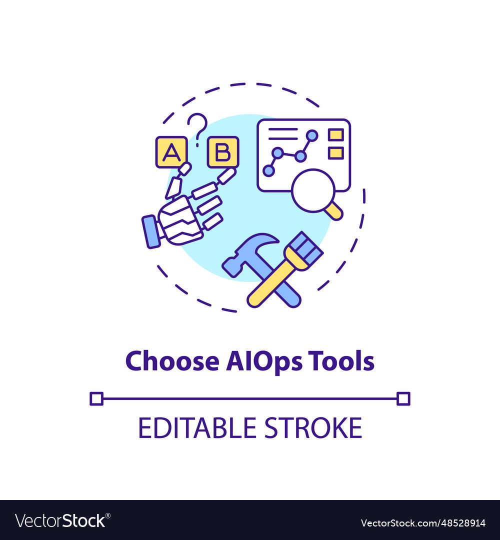 2d thin linear colorful choose ai ops tools icon vector image 2d thin linear colorful choose ai ops tools icon
