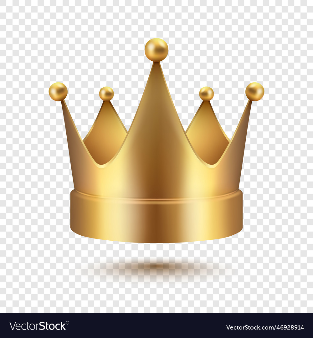 3d realistic golden crown icon closeup Royalty Free Vector