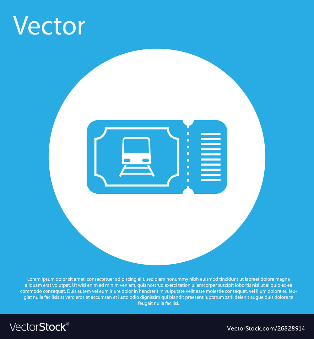 Blue Zug Ticket Ikone isoliert auf Hintergrund