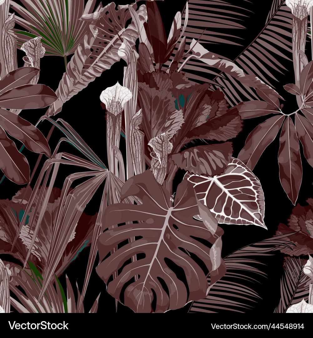 Botanical seamless pattern in a brown tone Vector Image