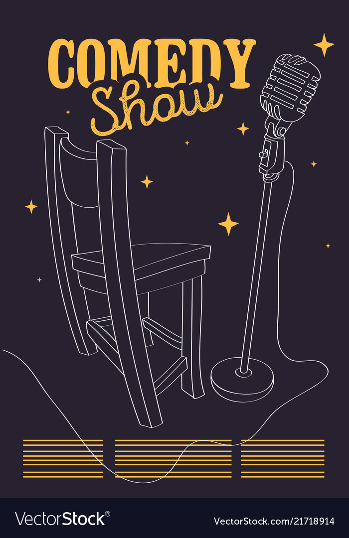 Comedy show poster with bar chair and microphone