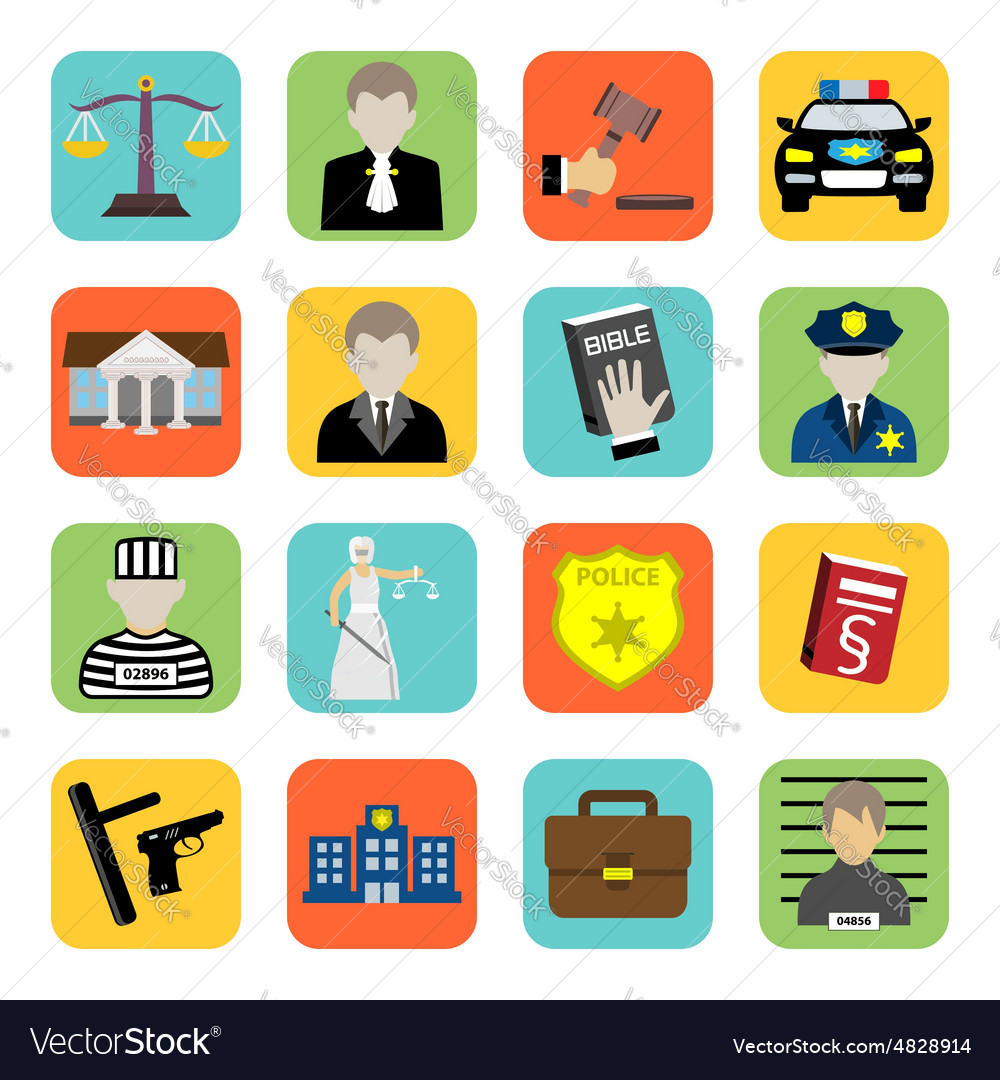 Criminal and prison iconlawflat style Royalty Free Vector