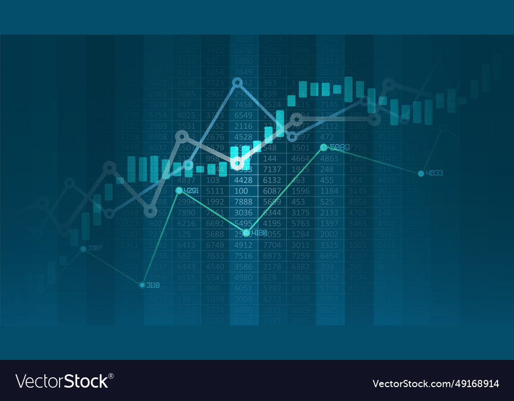 Financial chart with uptrend line graphs Vector Image