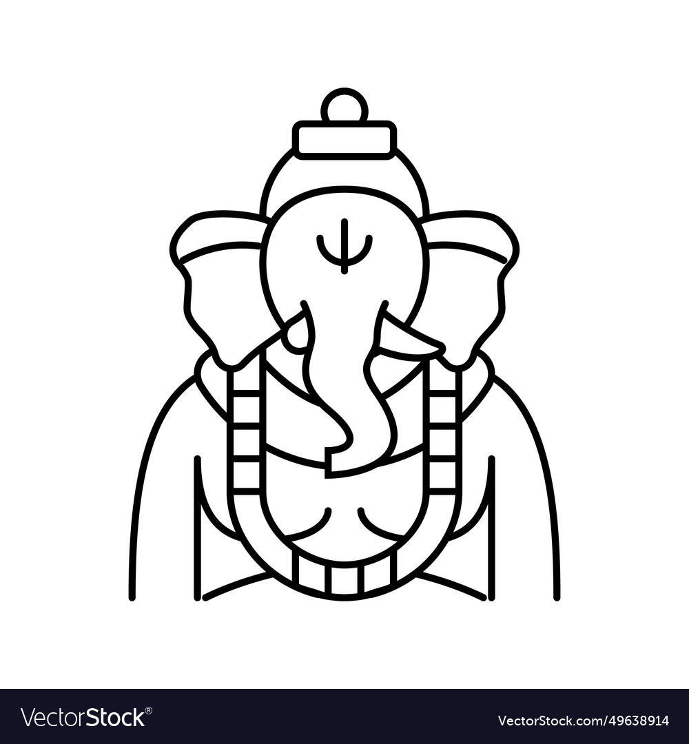 Ganesha god indian line icon Royalty Free Vector Image