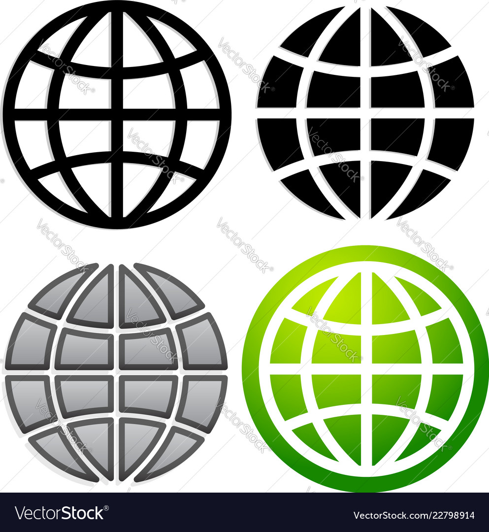 Globe graphics in 4 versions vector image Globe graphics in 4 versions