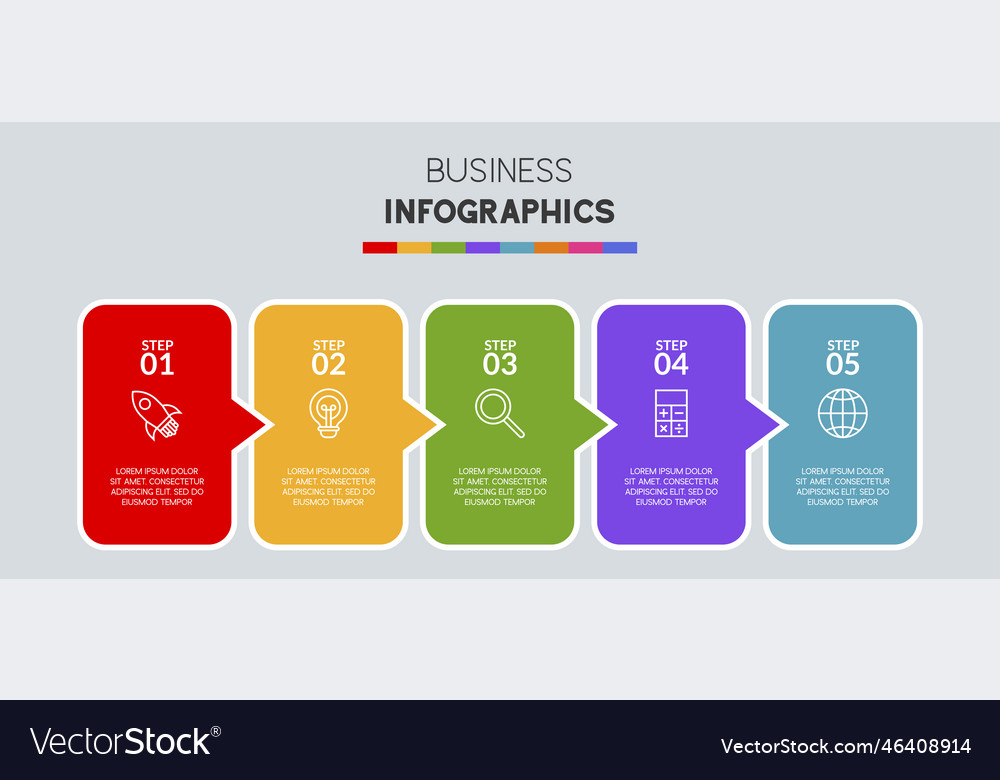 Infographics design template and icons with 5 Vector Image