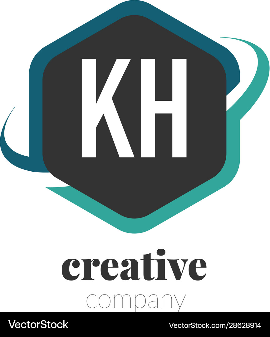 Initial letter kh creative hexagonal design logo Vector Image