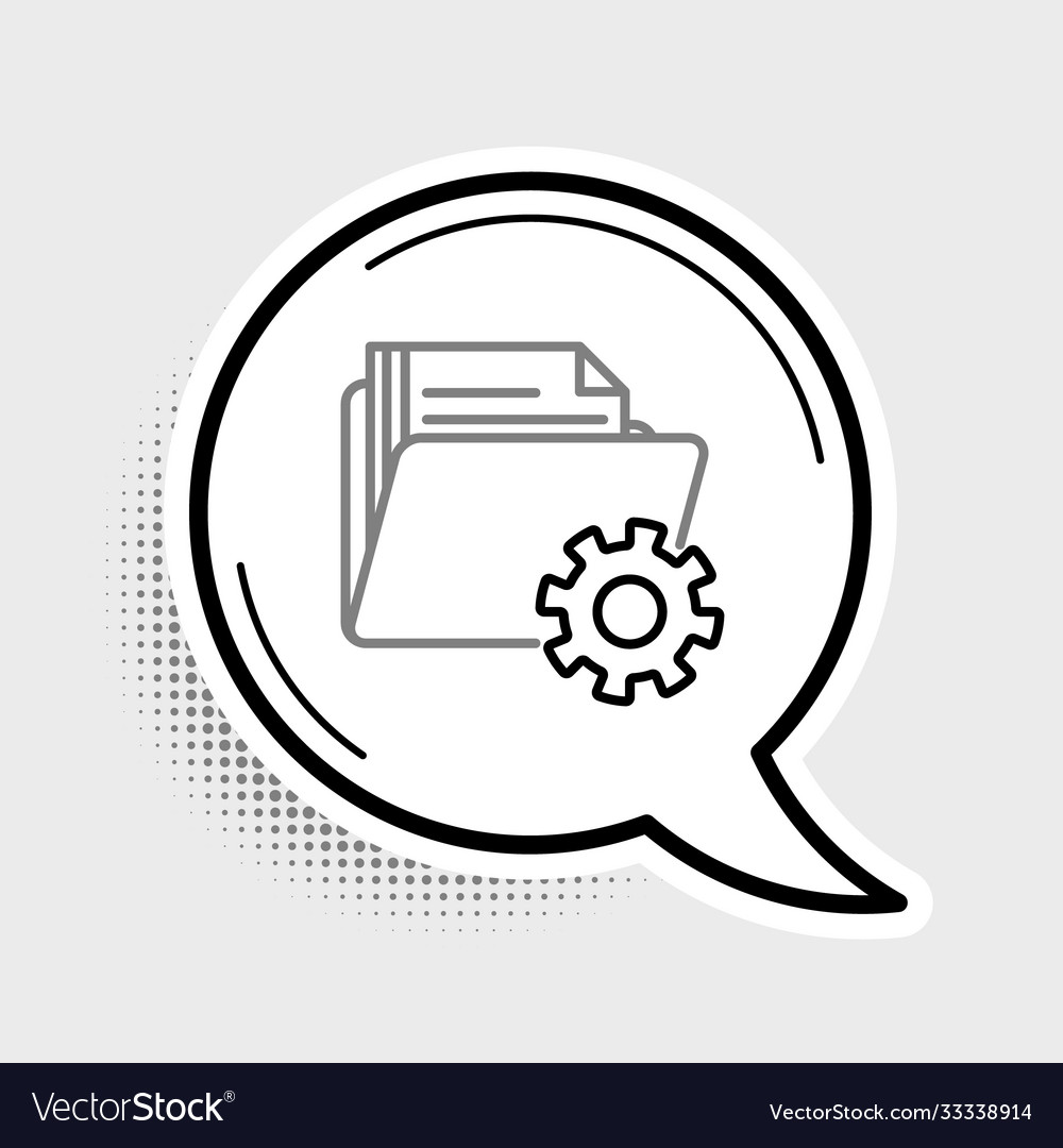 Line folder settings with gears icon isolated Vector Image Line folder settings with gears icon isolated