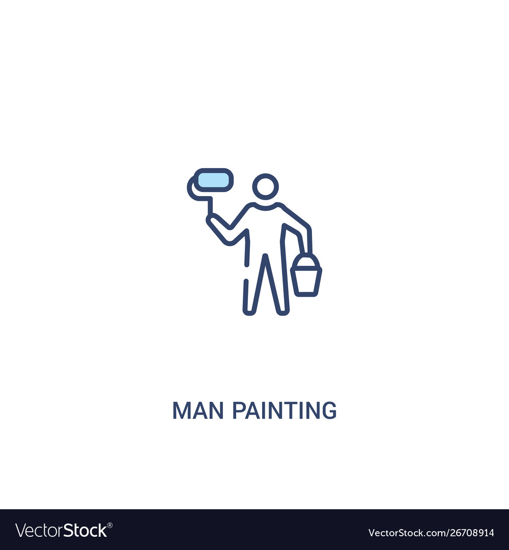 Man painting concept 2 colored icon simple line