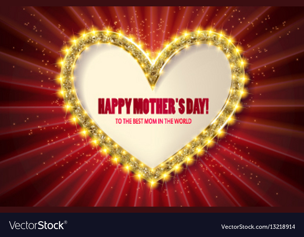 Mothers day golden heart greeting card