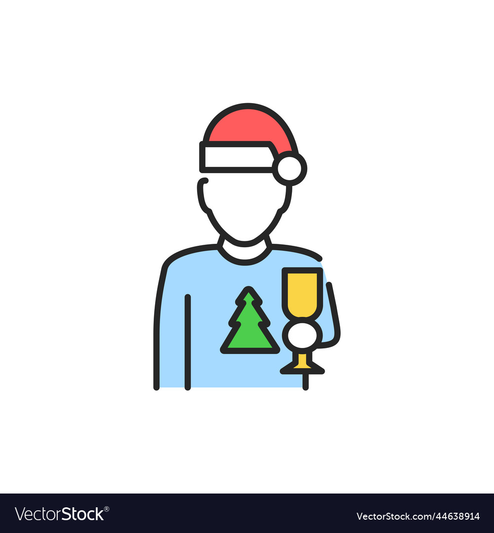 New year celebration color line icon glowing vector image New year celebration color line icon glowing
