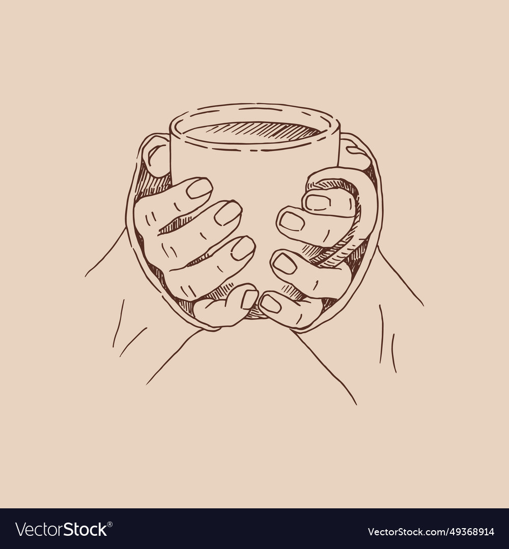 Realistic drawing of beautiful hands holding vector image Realistic drawing of beautiful hands holding