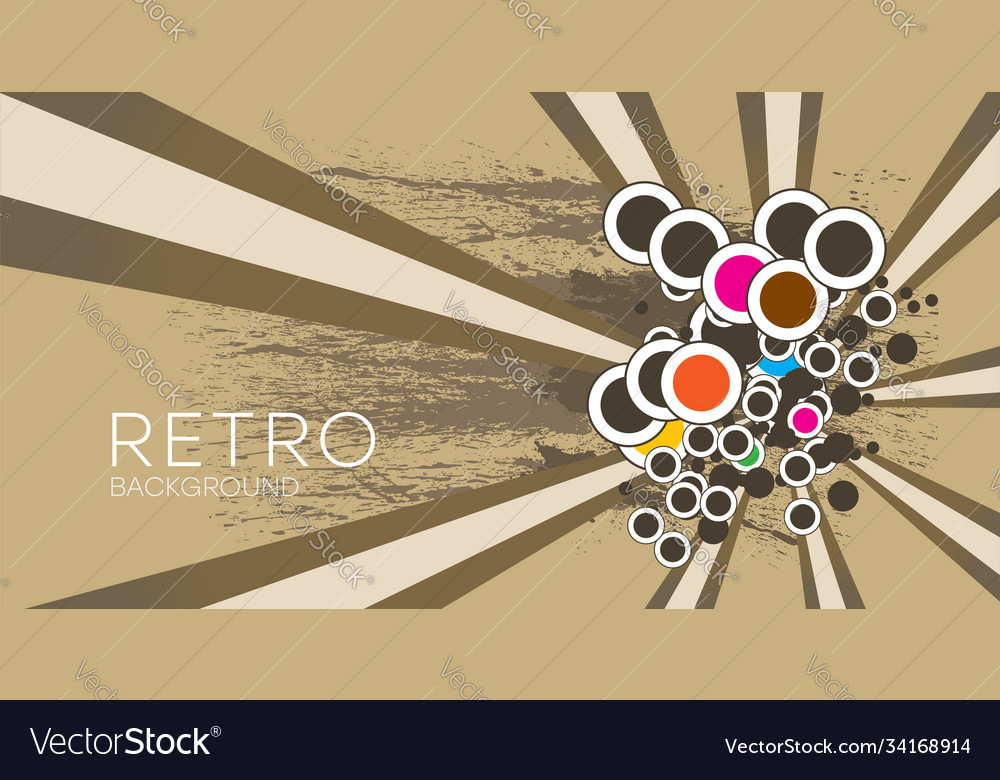 Retro rays grunge background pattern in 60s vector image Retro rays grunge background pattern in 60s