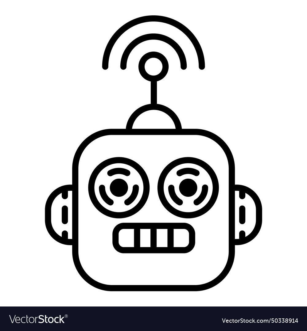 Robot head flat icon isolated on white background Vector Image