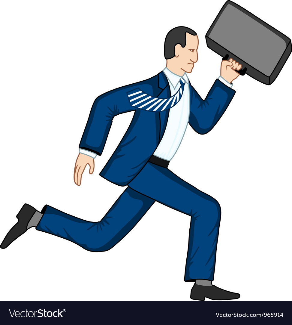 Running businessman with briefcase