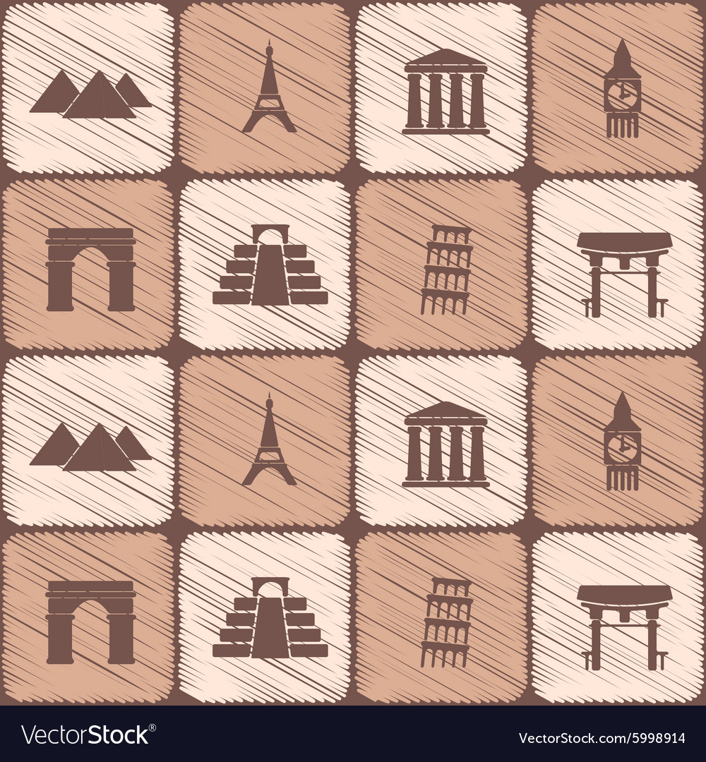 Seamless background with architectural monuments