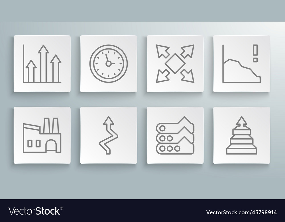 Set line factory clock arrow graph chart