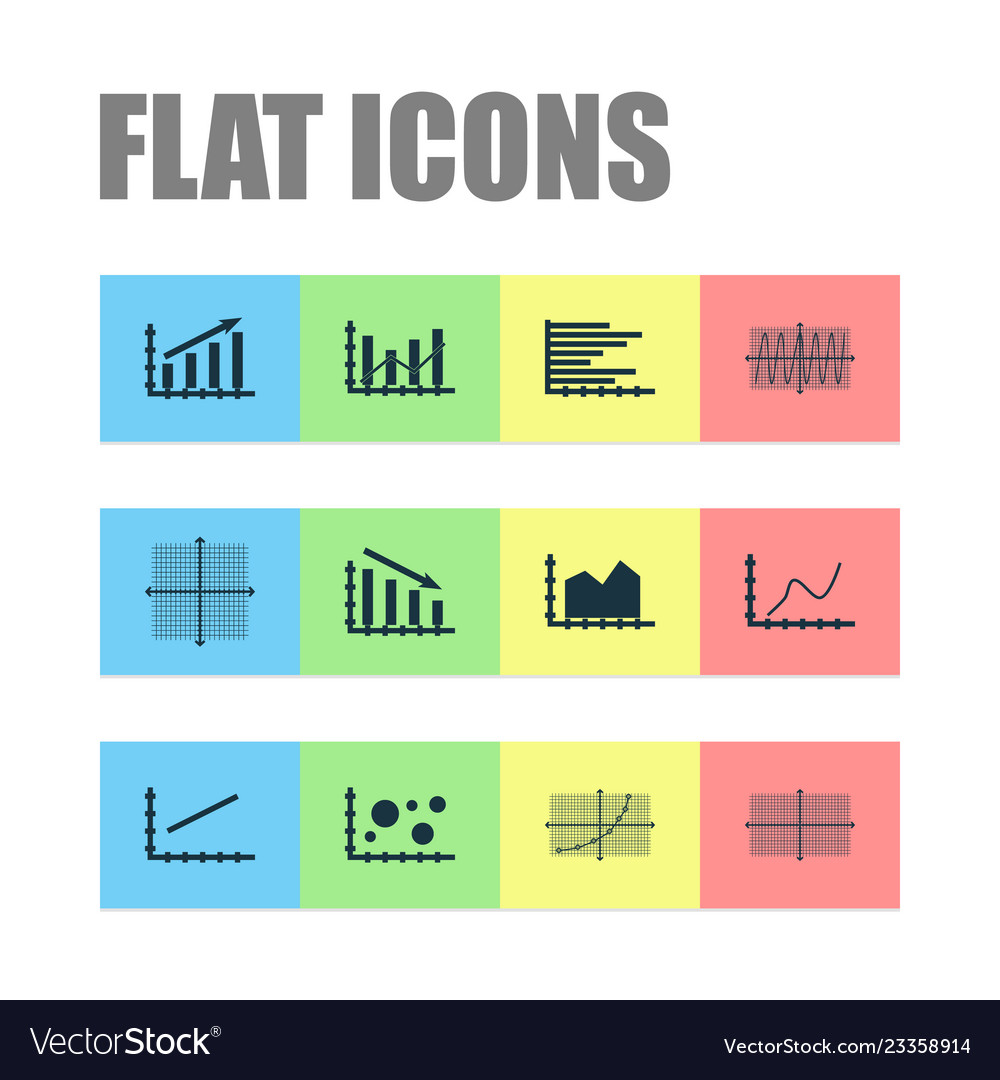 Set of graphs diagrams and statistics icons vector image Set of graphs diagrams and statistics icons