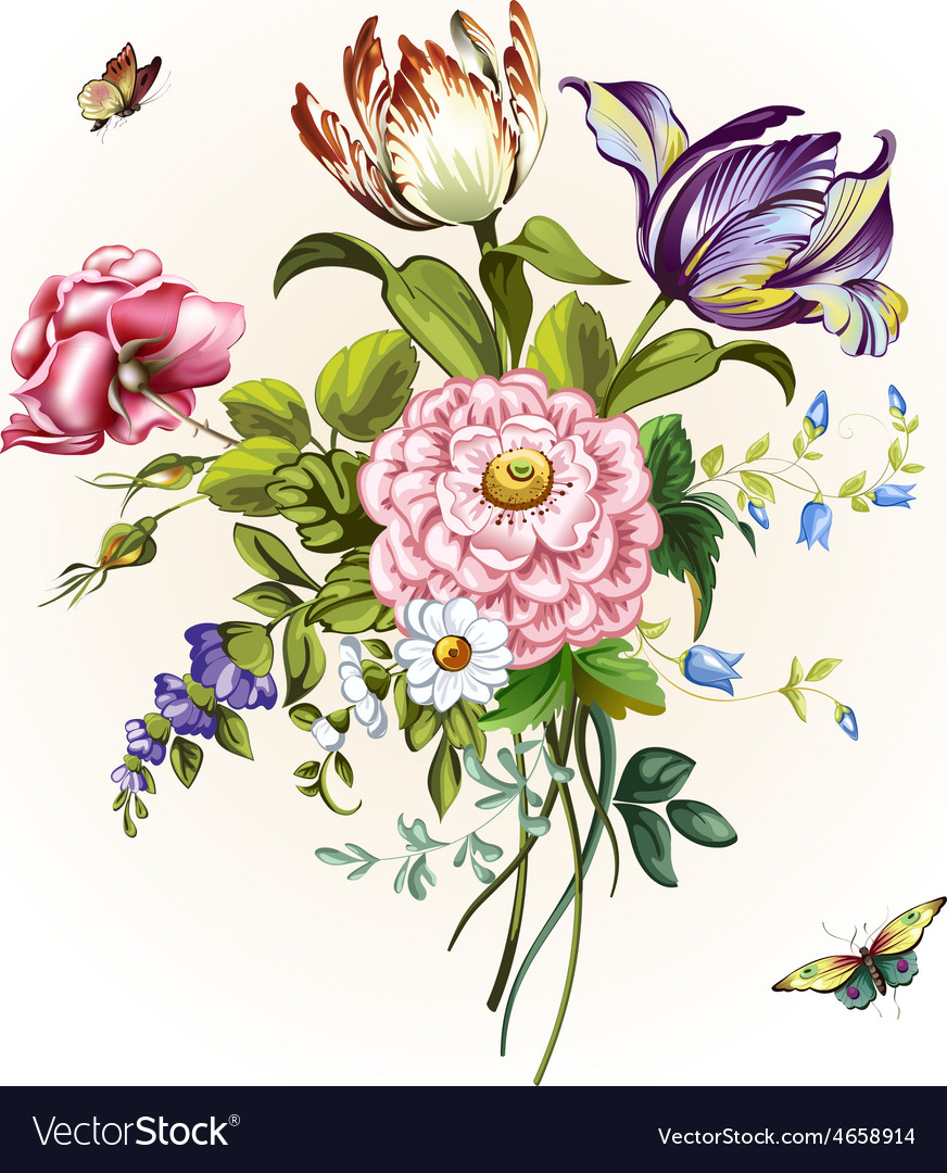 Vintage Floral Postcard with Delicate Flowers