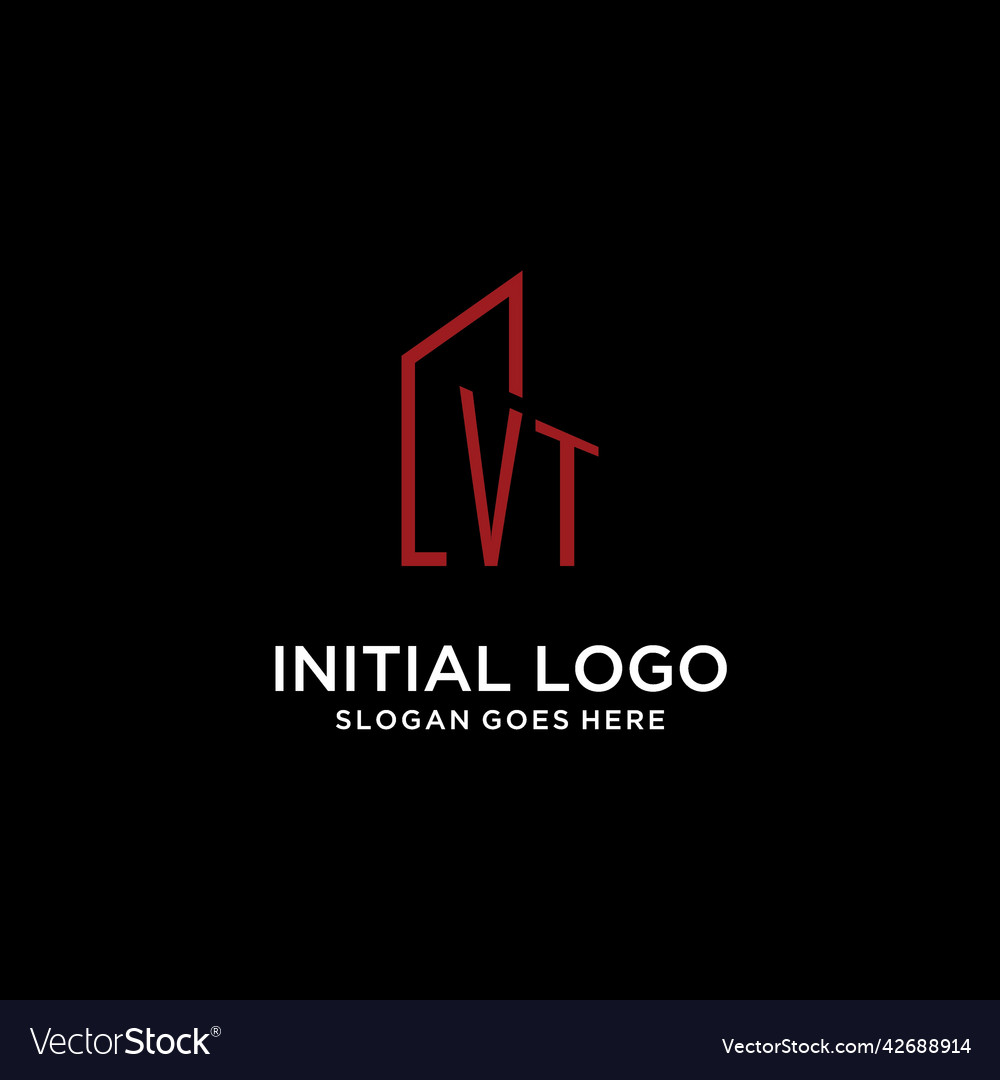 Vt initial monogram with building logo design
