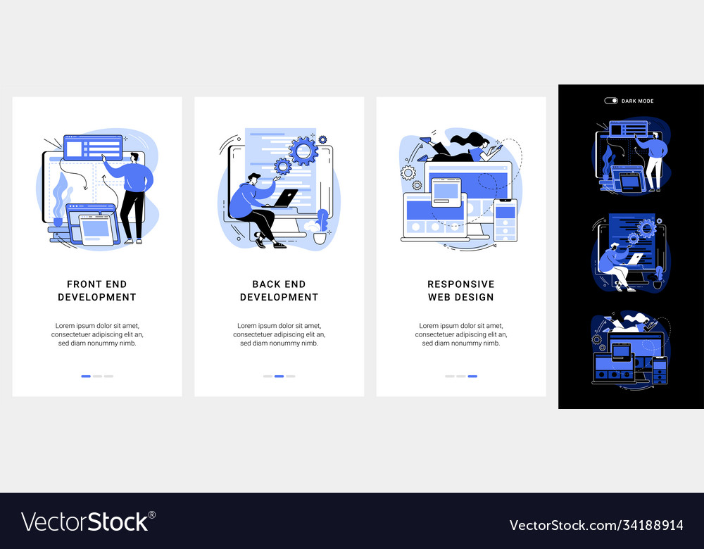Web development agency mobile app ui kit vector image Web development agency mobile app ui kit