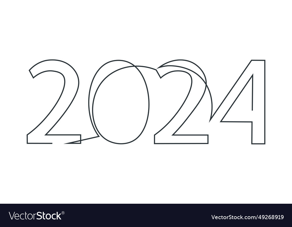 2024 hand drawn in single continuous line