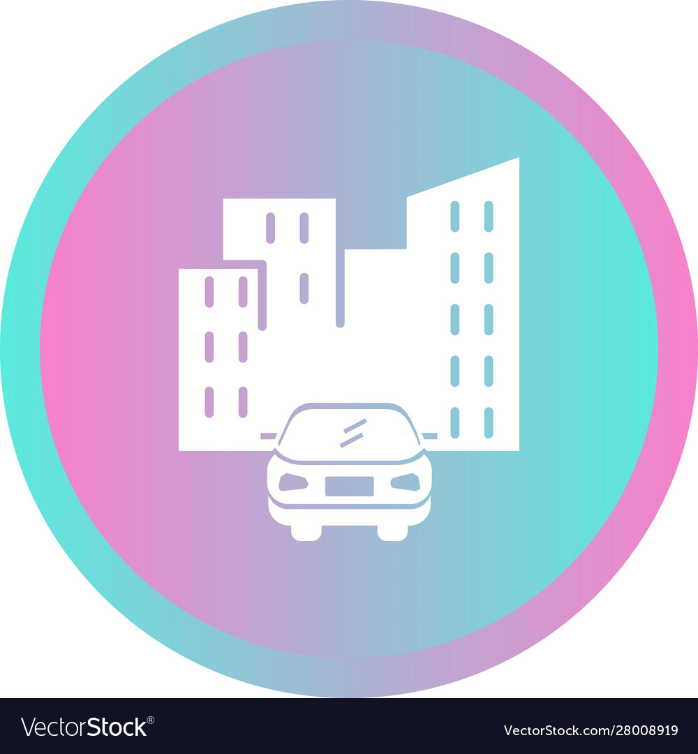 Schönes Auto in der Stadt Glyph Symbol