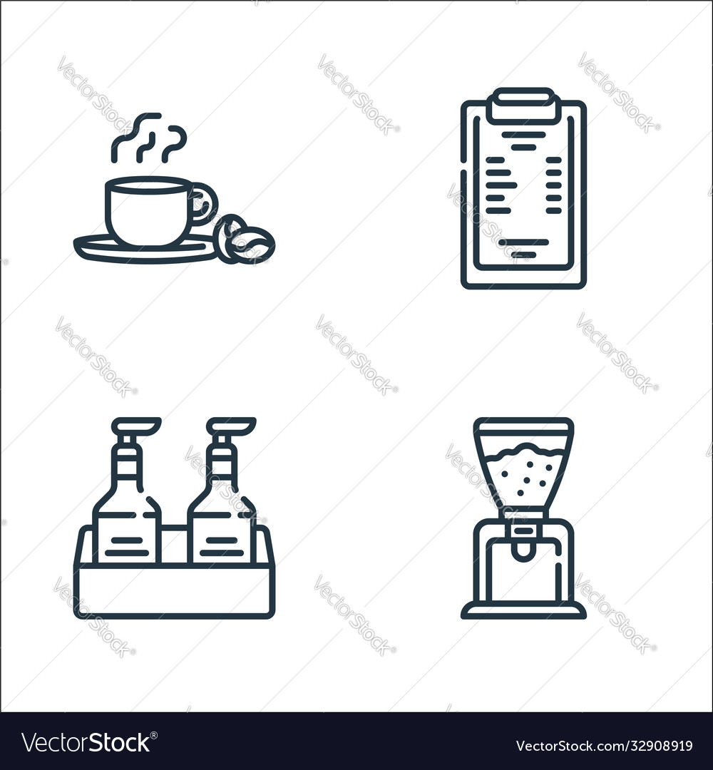 Cafe line icons linear set quality vector image Cafe line icons linear set quality
