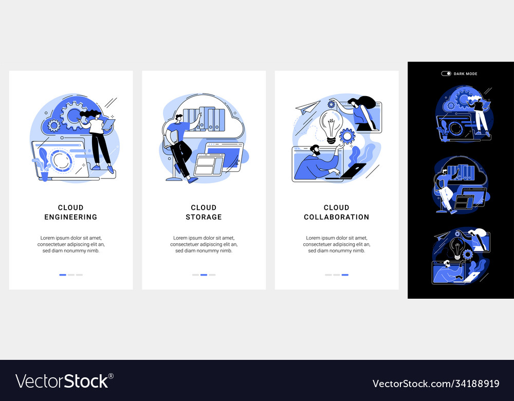 Cloud-based computing mobile app ui kit vector image Cloud-based computing mobile app ui kit