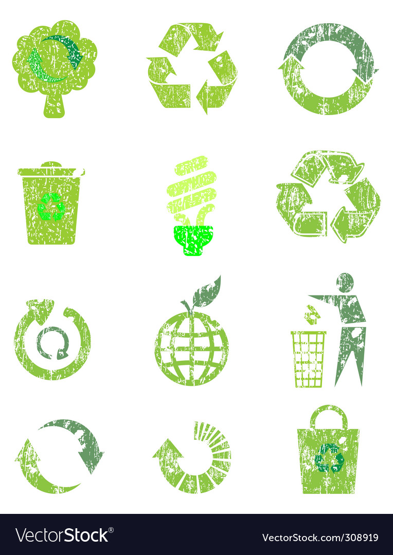 Grunge recycle icons