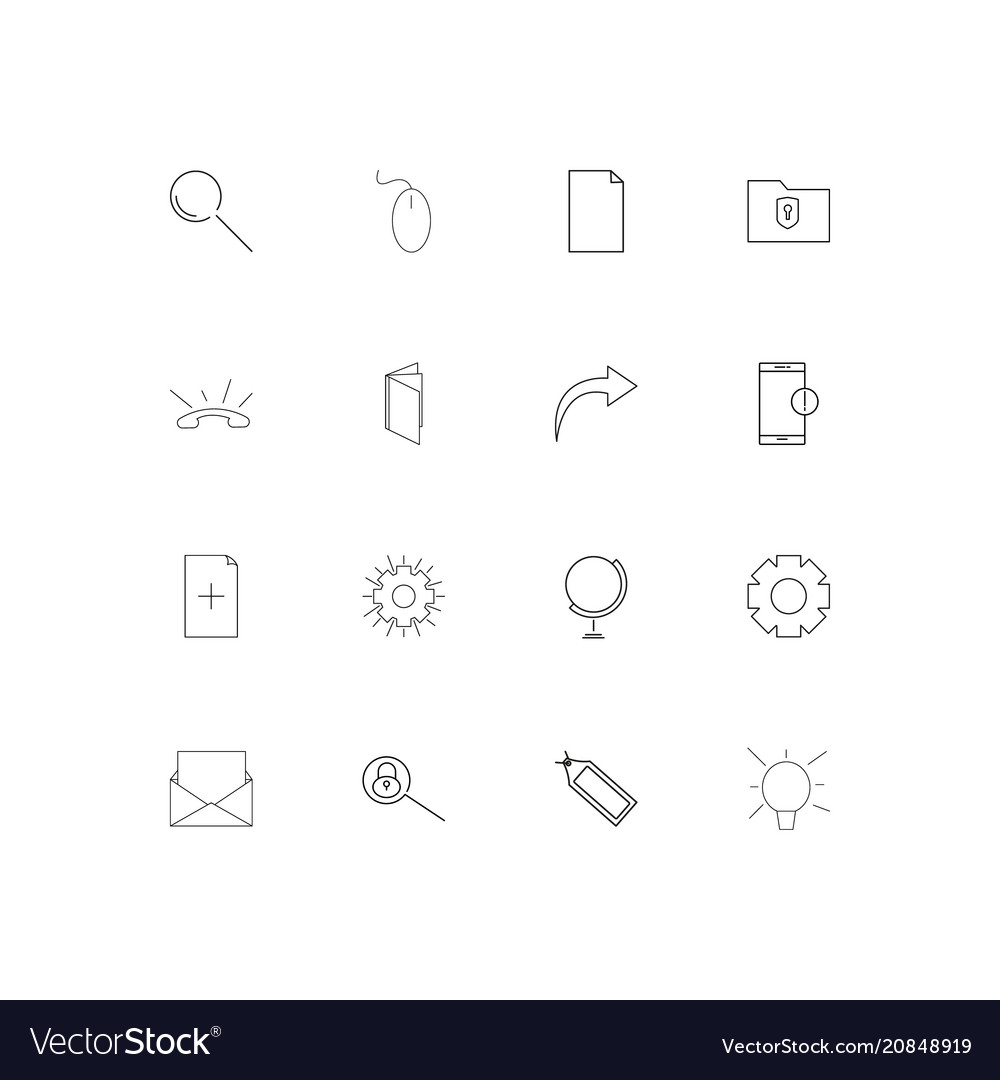 Internet technologies linear thin icons set