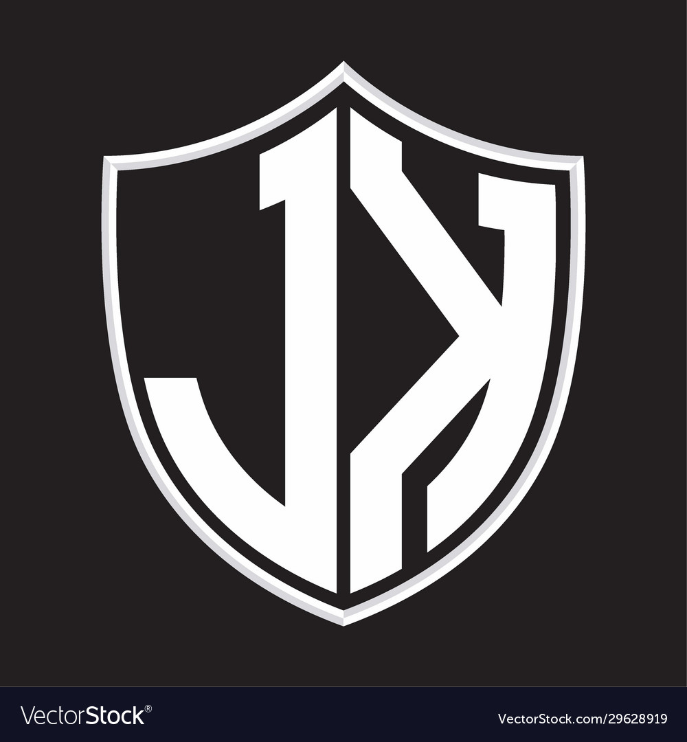 Jk logo monogram with shield shape isolated